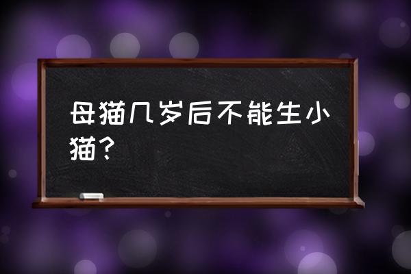 母猫多大就不需要做绝育了 母猫几岁后不能生小猫? 母猫多大就不需要做绝育了 母猫几岁后不能生小猫?